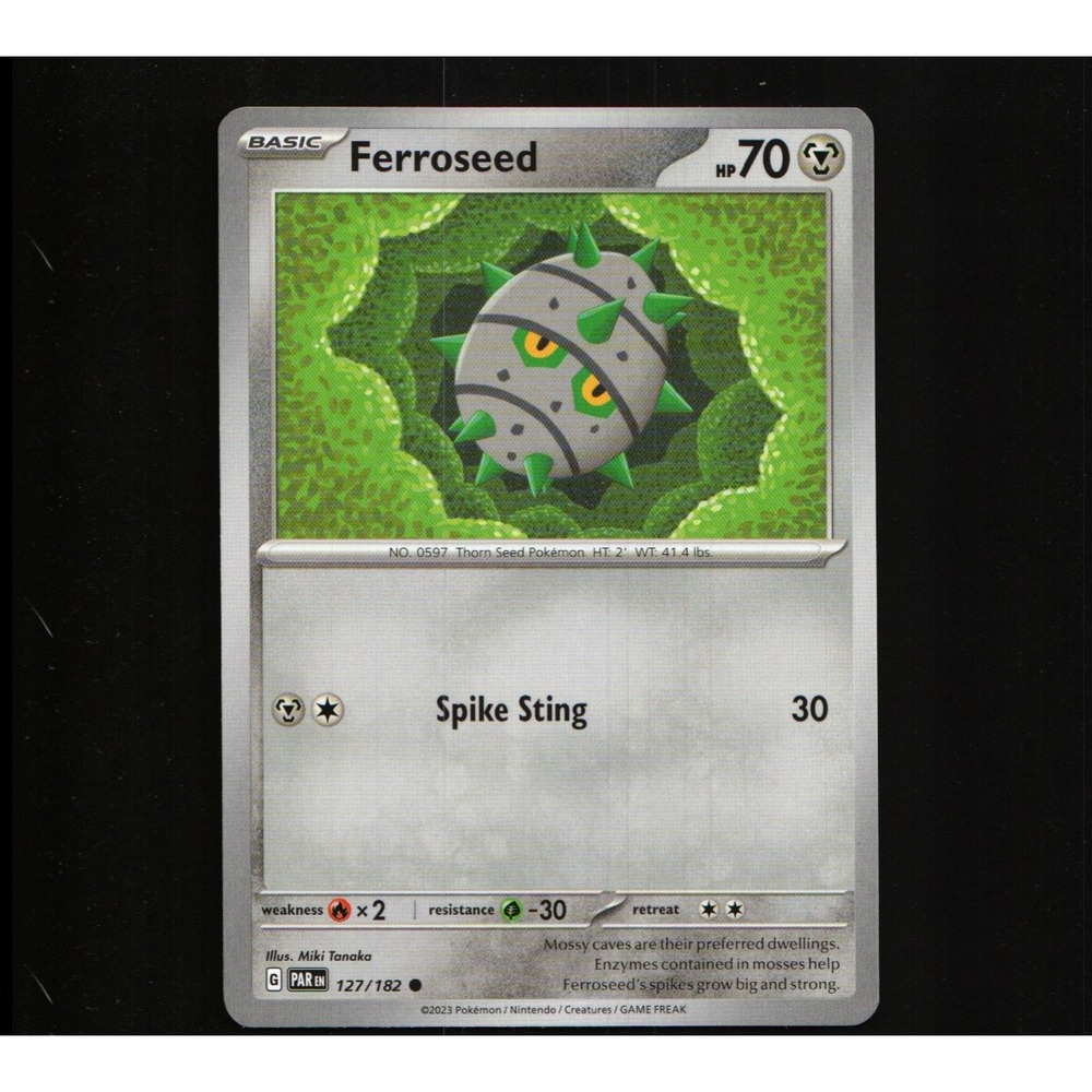 Pokemon Ferroseed 127/182 Paradox Rift Common Metal Basic TCG Card